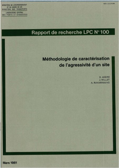 Rapport de recherche lPC N° 100 - LCPC