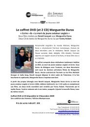 Le coffret DVD (et 2 CD) Marguerite Duras - François Bon, le Tiers ...