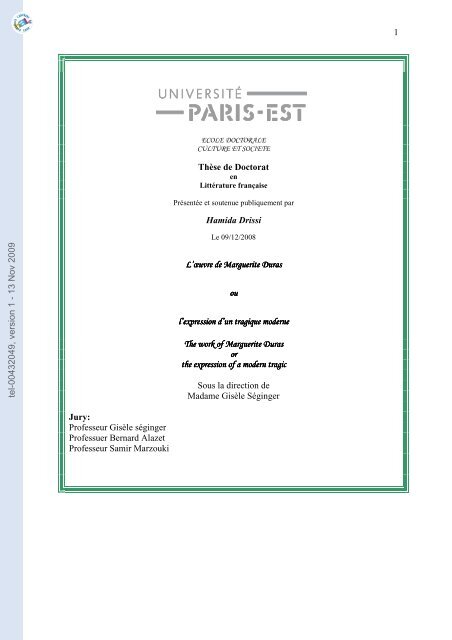 L œuvre De Marguerite Duras Ou L Expression D Un Tragique Moderne L œuvre De Marguerite Duras Ou L Expression D Un Tragique Moderne