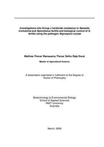 Investigations into Group J herbicide resistance in Nassella ...