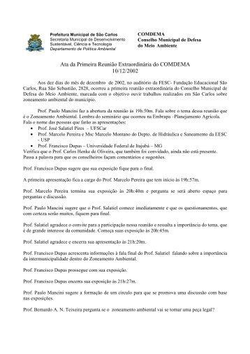 01a Reunião EXTRAORDINÁRIA Comdema - Prefeitura Municipal ...