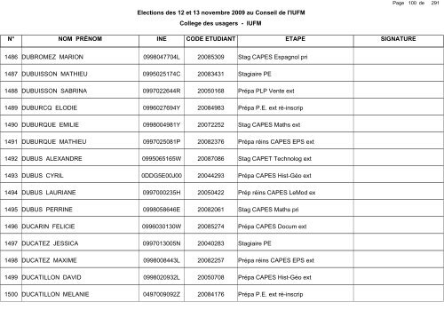 1 de Elections des 12 et 13 novembre - IUFM