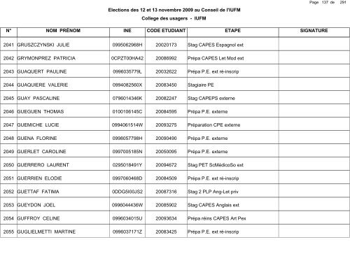 1 de Elections des 12 et 13 novembre - IUFM