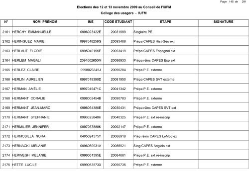 1 de Elections des 12 et 13 novembre - IUFM