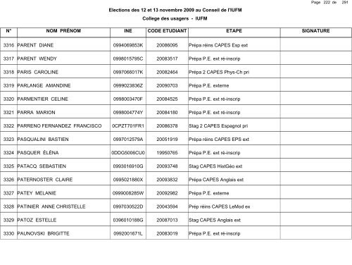 1 de Elections des 12 et 13 novembre - IUFM