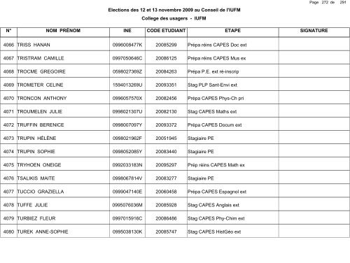 1 de Elections des 12 et 13 novembre - IUFM