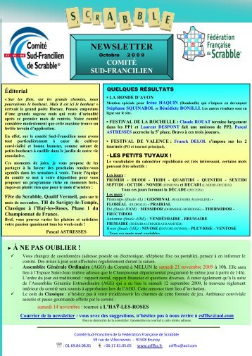 NEWSLETTER - Comité Sud Francilien de la Fédération Française ...