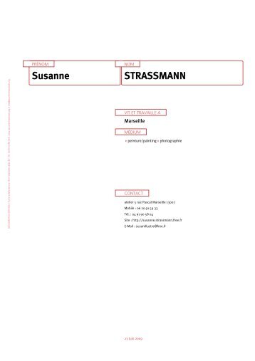 Susanne STRASSMANN - Documents d'artistes