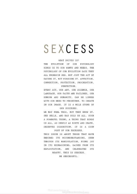 Page 1 Page 2 Page 3 SEXCESS WHAT DRIVES US? THE ...