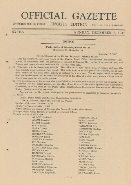 OFFICIAL GAZETTE