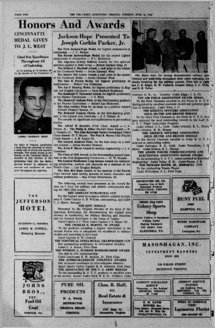 The Cadet. VMI Newspaper. June 10, 1958 - New Page 1 [www2 ...