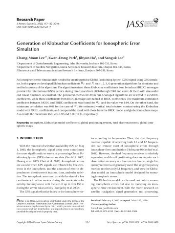Generation of Klobuchar Coefficients for Ionospheric Error Simulation
