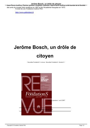 Jerôme Bosch, un drôle de citoyen - Fondation Gabriel Péri