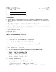 Northern Arizona University Exam #1 CHM 152, General Chemistry ...