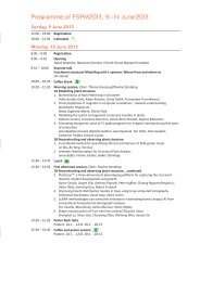 Programme of FSPM2013, 9 – 14 June 2013