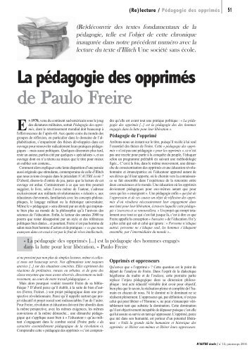 La pédagogie des opprimés de Paulo Freire - CNT