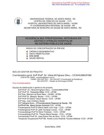 Programa de Residência Multiprofissional Integrada em ... - UFSM