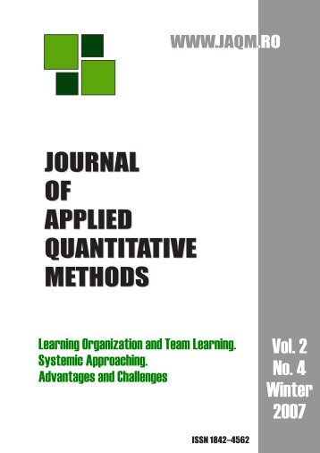 JOURNAL OF APPLIED QUANTITATIVE METHODS ... - ResearchGate