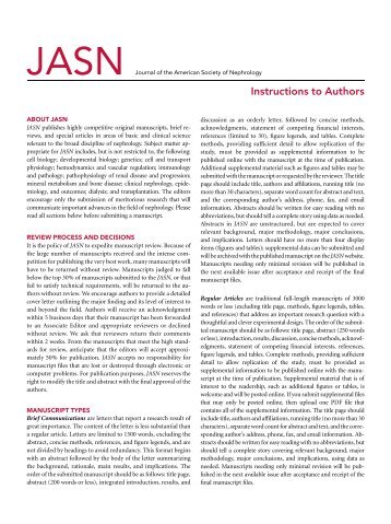 Instructions to Authors - Journal of the American Society of Nephrology