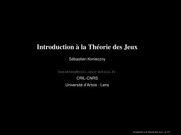 Introduction à la Théorie des Jeux - CRIL