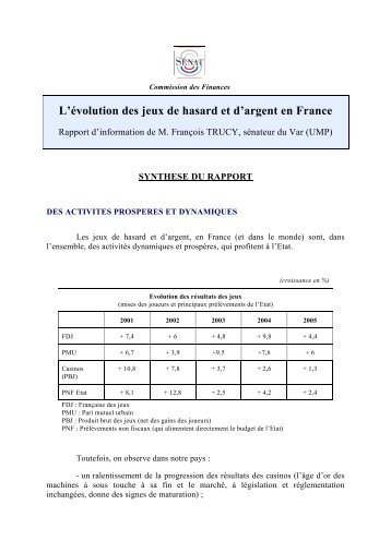 L'évolution des jeux de hasard et d'argent en France - Sénat