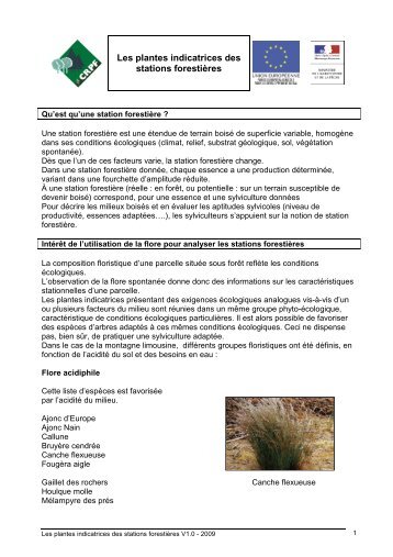 les plantes indicatrices des stations forestieres - CRPF Limousin