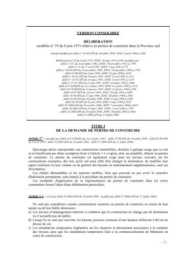 VERSION CONSOLIDEE DELIBERATION modifiée n ... - Province sud