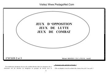 JEUX D 'OPPOSITION JEUX DE LUTTE JEUX DE ... - PedagoNet