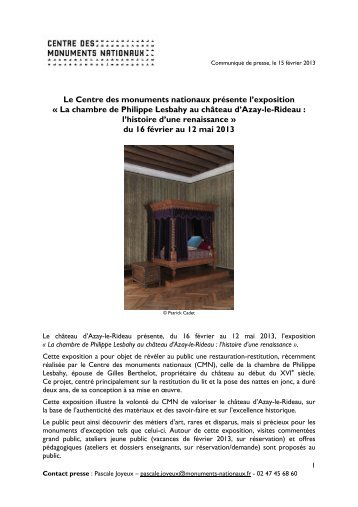 La chambre de Philippe Lesbahy au château d'Azay-le-Rideau