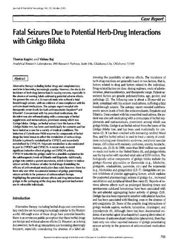 Fatal Seizures Due to Potential Herb-Drug Interactions - Journal of ...