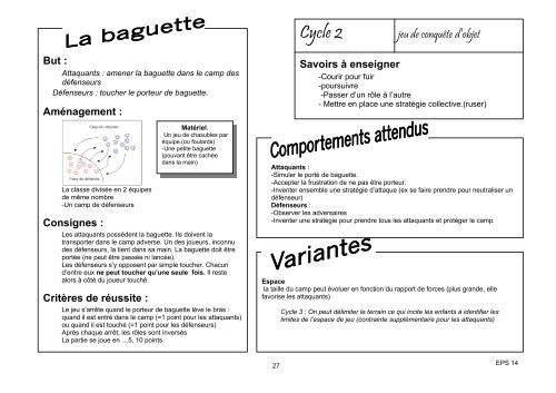 LES JEUX COLLECTIFS A L'ECOLE - Usep 24