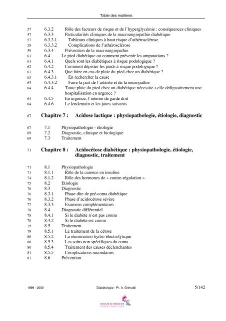 Université Pierre et Marie Curie Diabétologie Questions d'internat ...