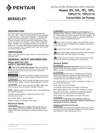 Models 3PL, 5PL, 7PL, 10PL, 10PLS11C, 15PLS11C ... - Berkeley