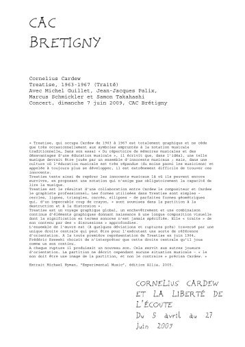 Cornelius Cardew Treatise, 1963-1967 (Traité) Avec ... - CAC Brétigny