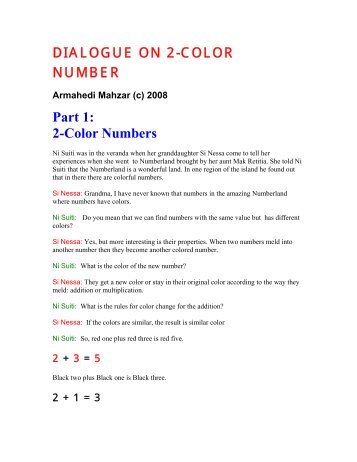 DIALOGUES ON 2-COLOR NUMBER