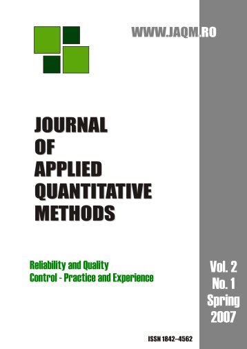 Pdf Version - JAQM - Journal of Applied Quantitative Methods