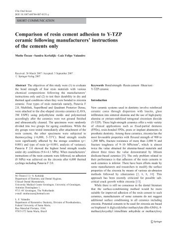 Comparison of resin cement adhesion to Y-TZP ... - ResearchGate