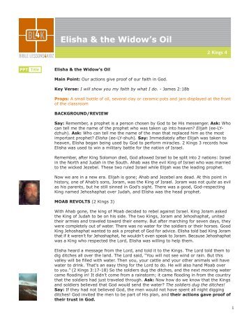 Elisha & the Widow's Oil - BibleLessons4Kidz :: BL4K
