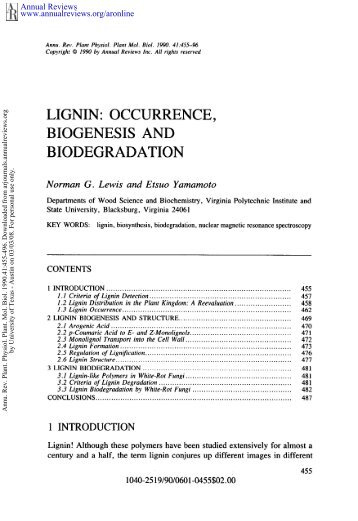 Lignin: Occurrence, Biogenesis and Biodegradation