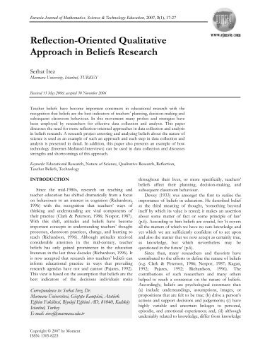 Reflection-Oriented Qualitative Approach in Beliefs Research