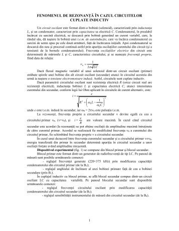 fenomenul de rezonanţă în cazul circuitelor cuplate inductiv
