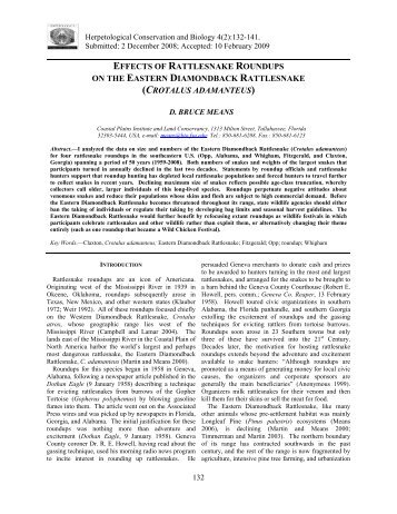 Effects Of Rattlesnake Roundups On The Eastern Diamondback