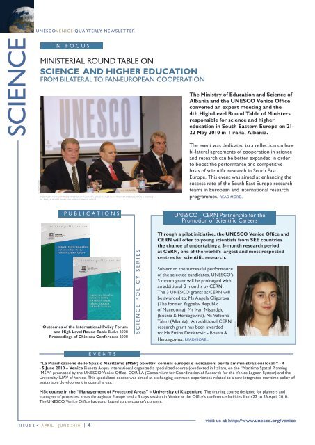 UNESCOVENICE Newsletter issue 2 2010