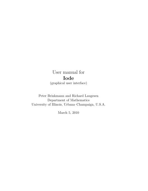 User manual for Iode - Department of Mathematics