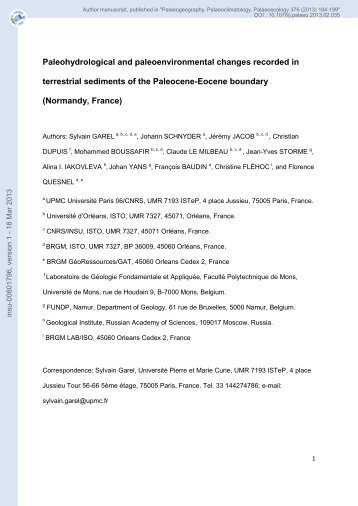 [insu-00801796, v1] Paleohydrological and paleoenvironmental ...