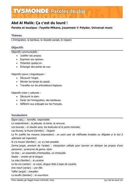 abdalmalik_lourd.pdf trouvé sur TV5 - eTwinning Groups