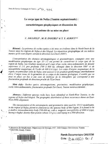 Le corps igné de Nefza (Tunisie septentrionale ... - IRD