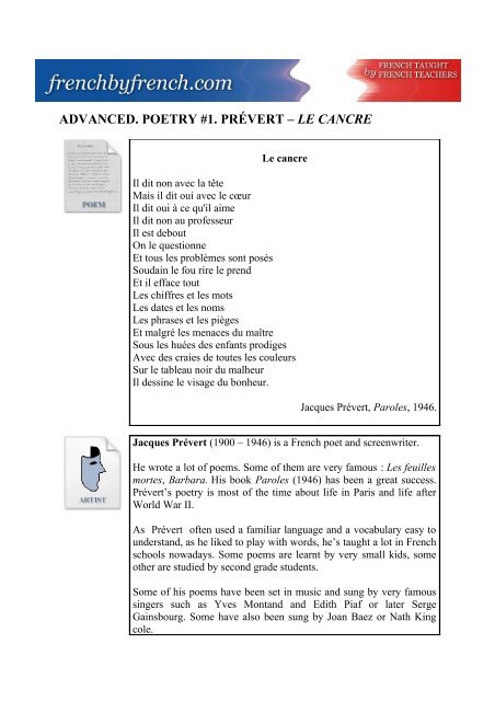 Advanced - Le Cancre - Frenchbyfrench