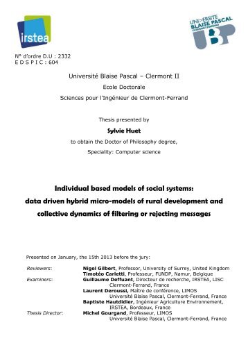 Individual based models of social systems: data ... - Irstea Motive