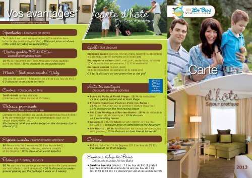 Téléchargez la brochure carte d'hôte en PDF - Aix-les-Bains